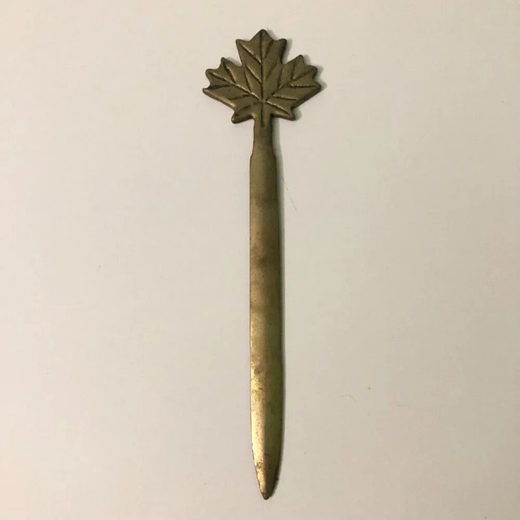 Vintage Brass Canadian Maple Leaf Letter Opener 7.5 Inch Long - Picture 14 of 14